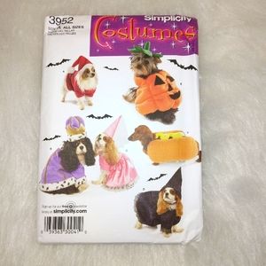 Simplicity 3953 Dog Costumes for small and medium dogs, new and uncut